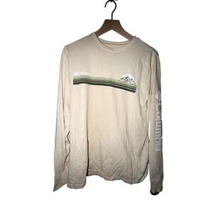 Columbia Long Sleeve Shirt Mens Medium Cream  Mountain Graphic Tee